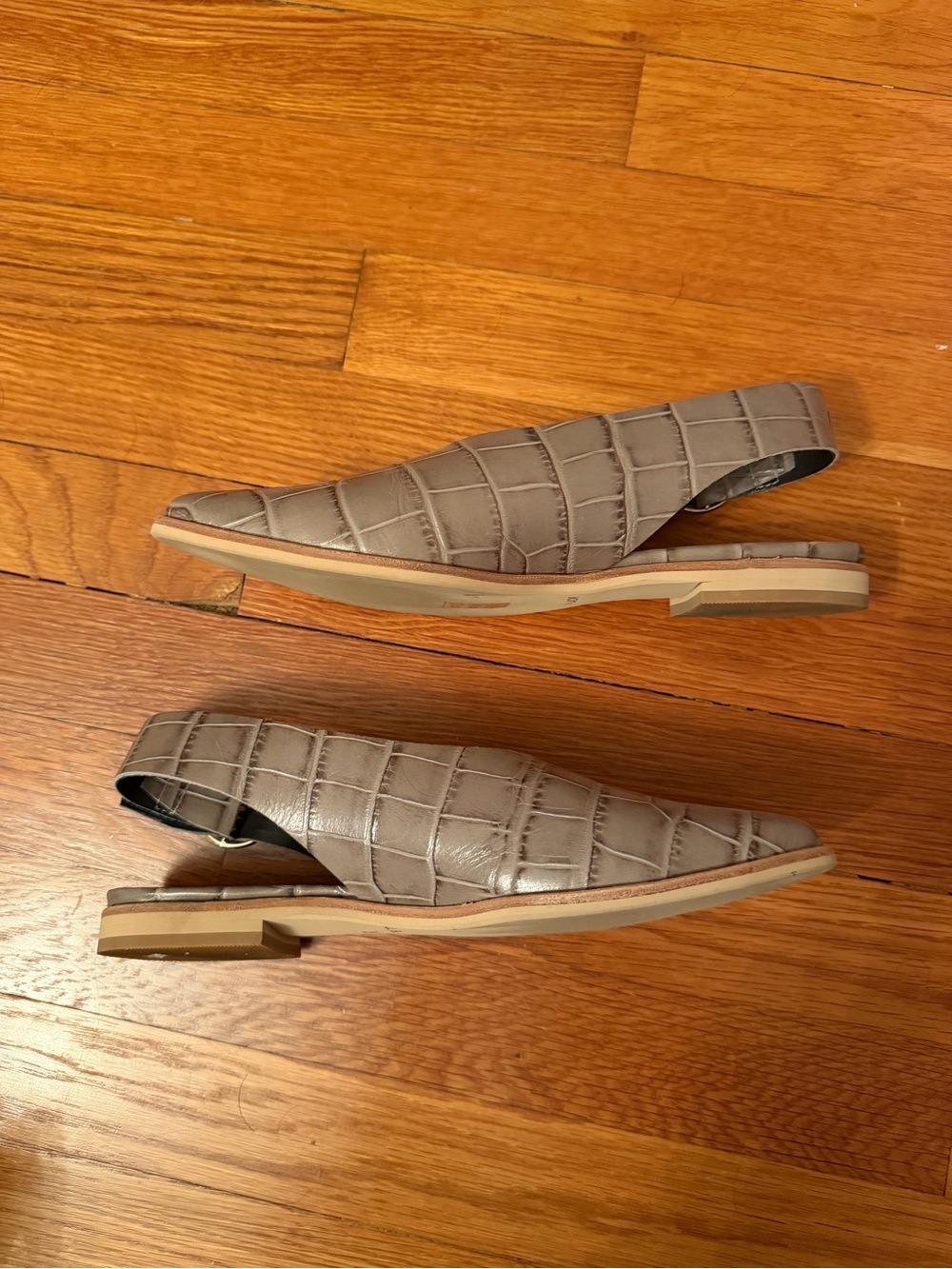 All Black Ava Croc-Effect Sling Back Flats - Picture 4 of 5